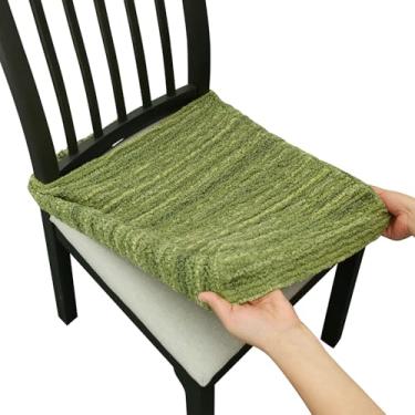 Imagem de Lawalon Capas de assento de jantar elásticas de algodão pesado (verde, conjunto de 6), capas de tecido elástico para cadeiras de jantar, capas de assento de cozinha extraduráveis, protetores laváveis