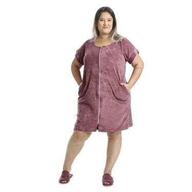 Imagem de Roupão Feminino Adulto Atoalhado com Fechamento em Zíper - Amora - M -