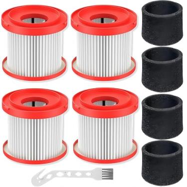 Imagem de Pacote com 4 filtros de vácuo HEPA Wet Dry com 4 mangas de espuma, compatível com aspiradores sem fio M18, serve nos modelos 0780-20 e 0880-20, substituição de filtro de alta eficiência para