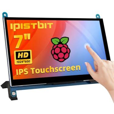 Imagem de iPistBit Tela LCD sensível ao toque de 7 polegadas 1024 x 600 IPS com suporte para monitor HDMI portátil para Raspberry Pi 5/4B/3B+/3B/B+/Zero/400, BB Black, Windows 10 8 7, controle gratuito