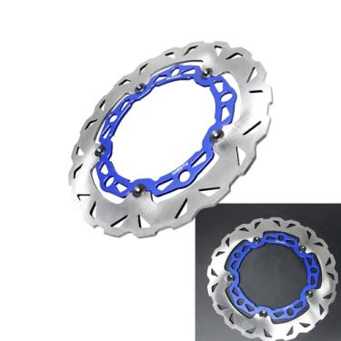 Imagem de POWER JAMES Rotor de freio flutuante de 32 cm de diâmetro, 5 raios, vermelho, anodizado, serve para Harley Davidson 2021-24 Sportster 1250 S RH1250S Roda dianteira (azul)