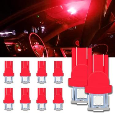 Imagem de Hirificing Lâmpada LED 168 T10 2825 5SMD, 10 peças CC 12V T10 Wedge 194 6000K Lâmpada LED de placa de licença 158 501 W5W Luzes interiores do carro mapa cúpula porta porta-malas de cortesia luzes de