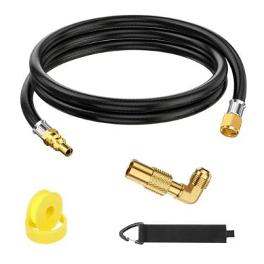 Imagem de Mangueira de propano para trailer de 2 metros com adaptador para chapa Blackstone de 43 cm e 56 cm, 71 cm, 91 cm, para churrasqueira Weber, Charbroil, Nexgrill, aquecedor de pátio a propano e fogueira