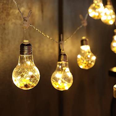 Imagem de TORCHSTAR Cordão de luzes LED de 5 metros, lâmpadas vintage Edison, luzes globo para festas, festivais de Natal, bateria e USB, branco quente