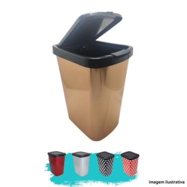 Imagem de Lixeira Cesto Click Label 9 Litros Para Pia Cozinha Banheiro - Arqplas