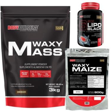 Imagem de Kit Hipercalórico Waxy Mass 3kg + Waxy Maize 800g Natural + Six 6Lipo 