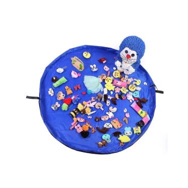 Imagem de Saco Tapete Organizador Brinquedos Portatil Vira Bolsa Infantil Mini Crianças Bebe Multiuso Azul