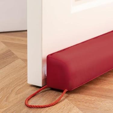 Imagem de Sunolga Protetor De Correntes Ar À Prova D'Água Para Portas 36" Com Enchimento Contas Vidro E Algodão, Removível Lavável Máquina, 2,2 Lb, Bloqueador Som Janela, Vermelho