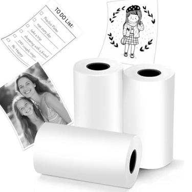 Imagem de Anycash Papel adesivo de mini impressora para rolos D20/D21-3 57 mm x 2,8 m, papel adesivo de impressora térmica, branco