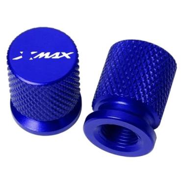 Imagem de Tampas de tampa de haste de válvula de pneu de alumínio CNC para motocicleta compatíveis com Y&AMAHA Xmax 300 250 400 125 Xmax300 Xmax250 XMAX400 Xmax125(azul)