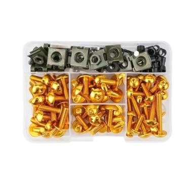 Imagem de Kit de parafusos de carenagem de para-brisas de motocicleta 190 peças compatível com S&uzuki GSXR 600 750 1000 K1 K2 K3 K4 K5 K6 K7 K8 K9 K10 (dourado)