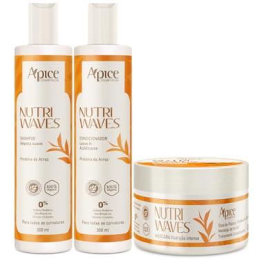 Imagem de Kit Ápice Nutri Waves Shampoo e Condicionador 300ml Máscara Nutrição 300g
