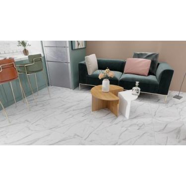 Imagem de Piso Vinilico Europeu Autocolante Placa Mármore Carrara 45,5cm x 45,5c