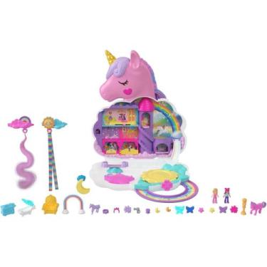 Imagem de Boneca polly pocket micro salão unicórnio arco-íris - mattel hkv51