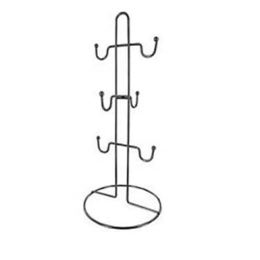 Imagem de Porta Xícaras Vertical Suporte Organizador com 6 Ganchos Para Chá e Café Preto