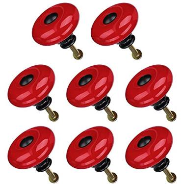 Imagem de P9IDEDFH Puxadores antigos acessórios para móveis 8 peças puxadores de cerâmica puxador de móveis gaveta armário armário guarda-roupa cômoda caixas de armazenamento acessórios diâmetro 32 mm vermelho