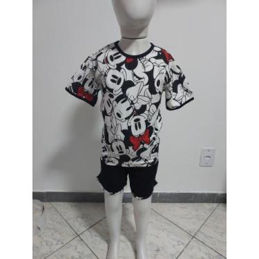 Imagem de Pijama Infantil Malha Algodão Minnie - Avm Confecções, Short preto, 4