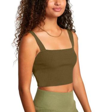 Imagem de Top Cropped Slim Fitness Tecido Ribanado Feminino Casual, Bege, GG