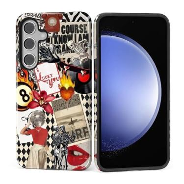 Imagem de MQJCYB Capa para Samsung Galaxy S23 FE, híbrida, resistente, 2 em 1, proteção robusta à prova de choque, brilhante, capa para Samsung Galaxy S23 FE Disco Girl Vintage 8 Ball Collage