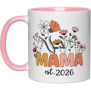 Imagem de Caneca para mãe, Mama Est 2026, Dia das Mães, chá de bebê, presente de gravidez para nova mãe, colega de trabalho, 325 ml, xícara de chá