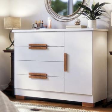 Imagem de Cômoda Adulto E Com 4 Gavetas E Sapateira(Branco)