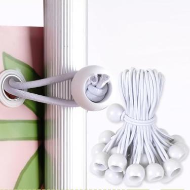 Imagem de 25 cabos elásticos esféricos brancos – amarração elástica resistente de 15 cm para dossel, lona, acampamento e armazenamento