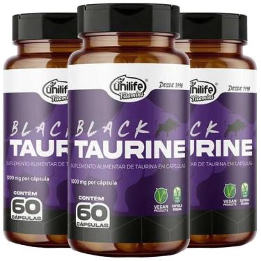 Imagem de Taurina Suplemento Alimentar Vegano 60 Cáps 1000Mg Kit Com 3