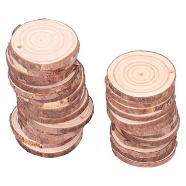 Imagem de AYNEFY 30 Peças de Círculos de Madeira, Fatias de Madeira de Pinho de 4 a 7 Cm para Artesanato DIY, Decoração de Casa e Peças Centrais de Casamento Discos Redondos Inacabados para