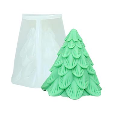 Imagem de Tone Fun Moldes de silicone para árvore de Natal em folha 3D para fazer velas, resina, velas de aromaterapia, sabonete de cera artesanal, decoração de casa, artesanato