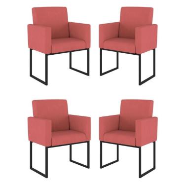 Imagem de Kit 04 Cadeiras Poltrona Decorativa Para Sala Quarto Balaqui Rosa