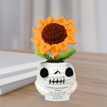 Imagem de A decoração de girassol de crochê feita à mão no estilo Halloween é adequada para dar a amigas como decoração. Suporte emocional Girassol Inspirador Presente de Saúde Mental
