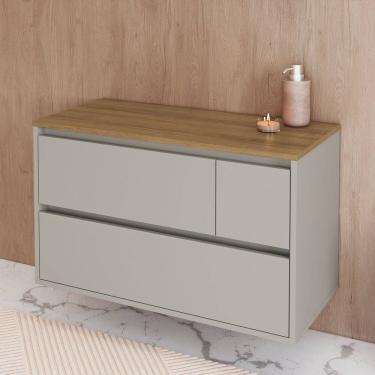 Imagem de Balcão Gabinete de Banheiro Suspenso 80cm com 2 Portas e 1 Gaveta Belarus Arenas