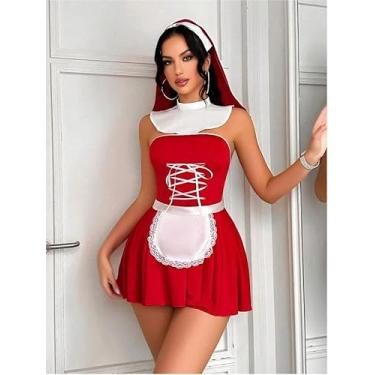 Imagem de Lingerie sexy para mulheres, pijama sexy, lingerie de renda, vestido de noite, vermelho, 2GG