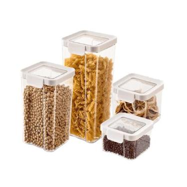 Imagem de Kit 4 Pote Empilhavel hermetico Mantimento GuardFresh 4.2L - Casa Raff