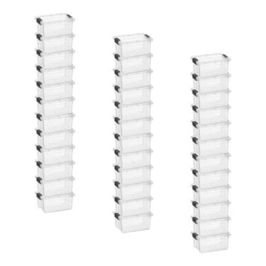 Imagem de Superio Mini recipiente de armazenamento caixa de giz de cera de plástico suprimentos de arte e estojo de costura empilhável transparente pequeno organizador para contas, papelaria, giz e alimentos