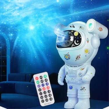 Imagem de Projetor Galáxia Astronauta Space Buddy, Luz Noturna Estrelada para Quarto, Controle Remoto, Bluetooth, Temporizador, Efeito Céu Estrelado no Teto, Ideal para Crianças e Adultos