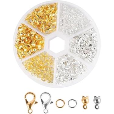 Imagem de Kit de fabricação de joias com 341 peças, inclui fechos de lagosta, anéis de salto, miçangas e achados para pulseiras e colares DIY