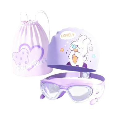Imagem de Colaxi Touca de Natação Infantil com Óculos de Natação Anti-Vazamento, Visão Ampla e Clara, Ideal para Esportes Aquáticos, em Silicone Macio.