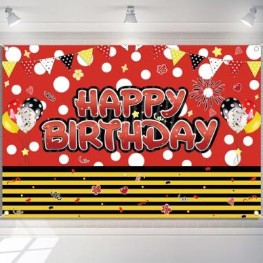 Imagem de Fundo de 1,5 x 0,9 m, vermelho, amarelo, preto, desenho animado, bolinhas, fotografia de fundo para crianças, meninos, feliz aniversário, chá de bebê, suprimentos de decoração de festas de fim de ano