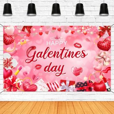 Imagem de Mocsicka Feliz Dia de Galentine Banner Pano de fundo vermelho grande Dia de Galentine decorações de festa para mulheres celebração fotografia fundo suprimentos de festa (rosa, 179,8 x 110 cm)