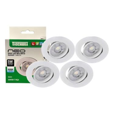 Imagem de Kit 4 Spot Led Neo Mr16 Embutir Redonda 5w Taschibra 6500k