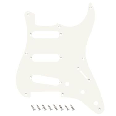 Imagem de Banworks Vintage Original 56s-59s' 8-Hole Strat Pickguard 1,5 mm/0,059 pol. Borda reta 1 dobra ST SSS Placa para arranhão EUA/Mexican Vintage Style Standard Stratocaster JT/HB-21 Vintage Branco