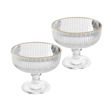 Imagem de WOLFF - Conjunto 2 Taças de Vidro para Sobremesa com Fio de Ouro Lines 320ml