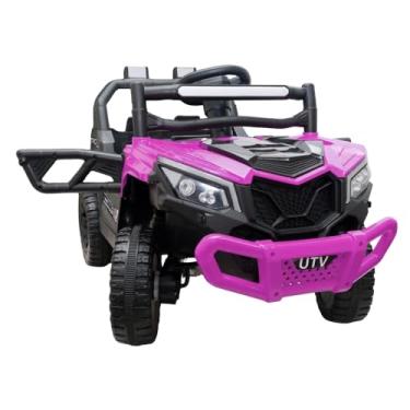 Imagem de Mini UTV Infantil Elétrico Com 4 Motores Luzes e Sons 12V Rosa
