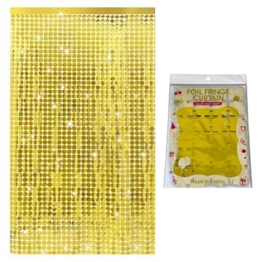 Imagem de Cortina Shimmer Metalizada Quadradinha 1x2m Painel Decorativo Para Festa Aniversários (Dourado)