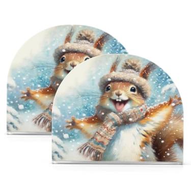 Imagem de Qilmy Porta-guardanapos de acrílico de esquilo de inverno, suporte de lenços de mesa independente transparente, dispensador de papel de coquetel para cozinha, jantar, restaurante, bar, decoração, 2