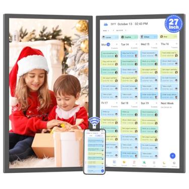 Imagem de Calendário digital inteligente, agenda eletrônica com tela sensível ao toque de 68 cm, para lista de tarefas, sincronização automática de calendários Google iCloud Outlook, montável na parede para