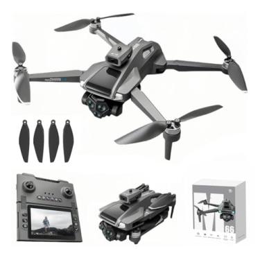 Imagem de Drone M66max com Tela Dobrável no Controle - Câmera 4K, 2 Baterias (40 Min Total), Motor Brushless, à Prova de Vento