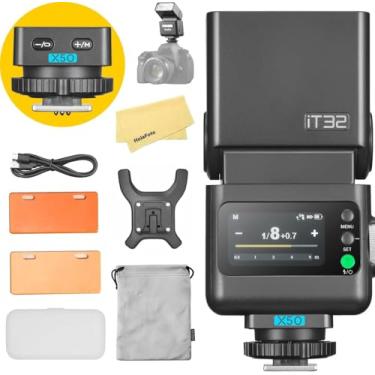 Imagem de GODOX Flash de câmera iT32 2,4 G TTL com gatilho magnético de flash sem fio X5 O X5O TTL para câmera Olympus Panasonic Flash Speedlite, GN18, bateria de lítio de 7,4 V/900 mAh, tempo de reciclagem de