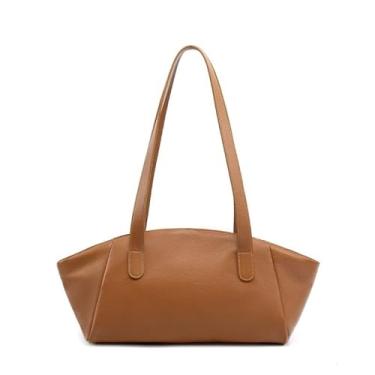 Imagem de EFDNK-HB Bolsa de ombro feminina de couro genuíno macio grande na moda bolsa de trabalho bolsa axila, Marrom, One Size